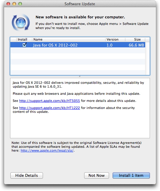 MacOS-X Lion Java Update 2