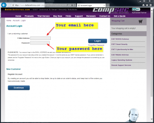 Alternatively login from the store login page