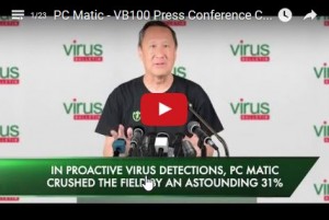 Rob Cheng - Founder + CEO likes to claim that PCMatic does well in the "VB100 RAP Test"